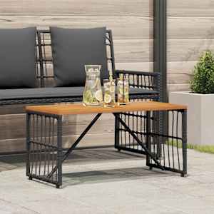 Zunanja miza Črna 80 x 40 x 40 cm Jeklo in poli ratan