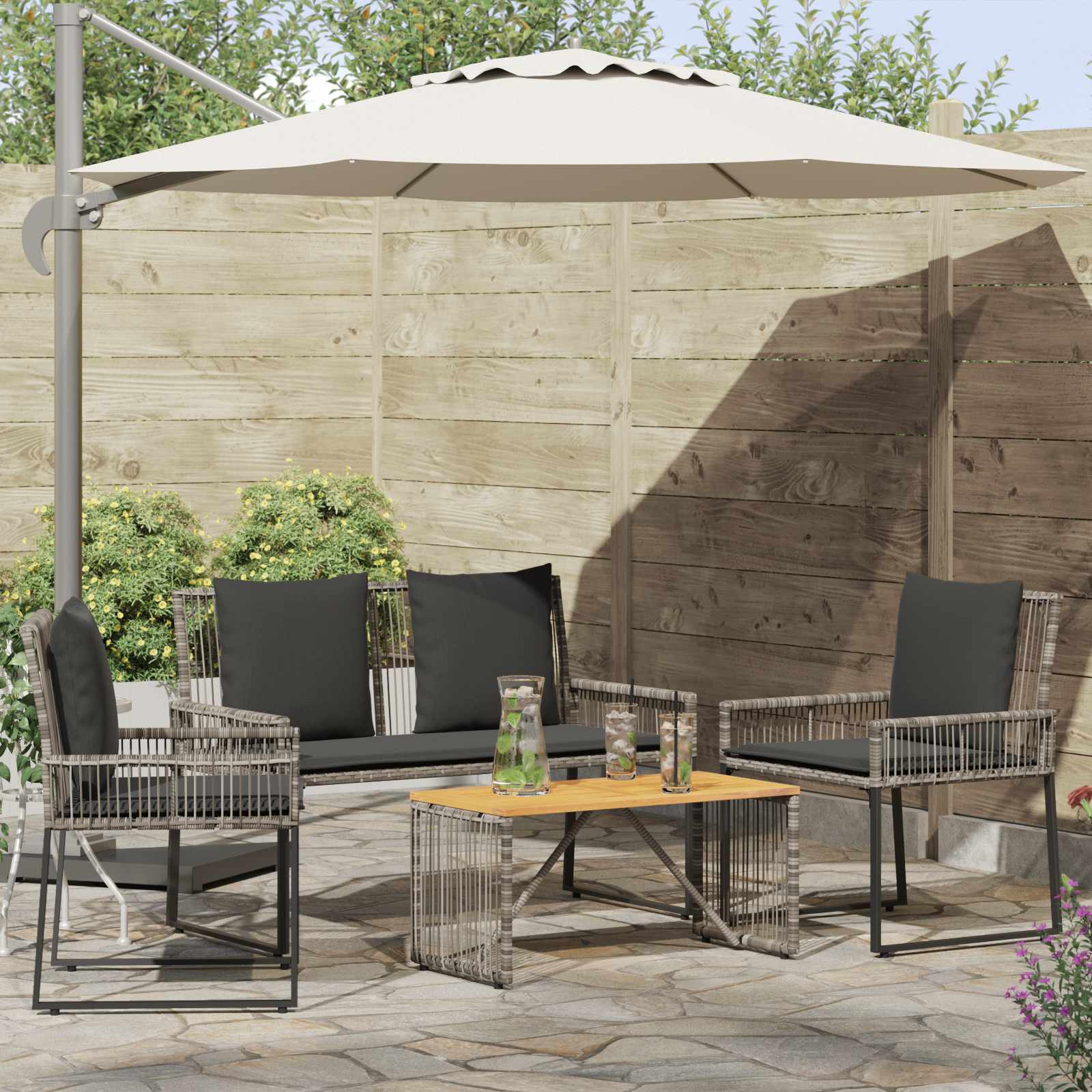 vidaXL Set de Mobilier pentru Exterior 9 pcs Gri și gri închis