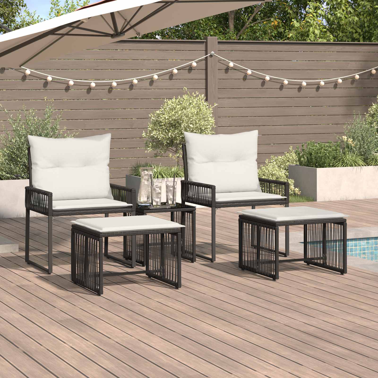 vidaXL Set de Mobilier pentru Exterior 11 pcs Negru și Alb crem