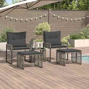 Zunanji pohištveni set 11 pcs Siva in temno siva poli ratan