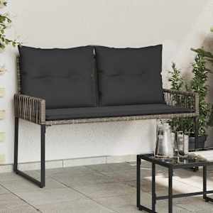 Zunanja klop z blazino 4 pcs Siva in temno siva poli ratan