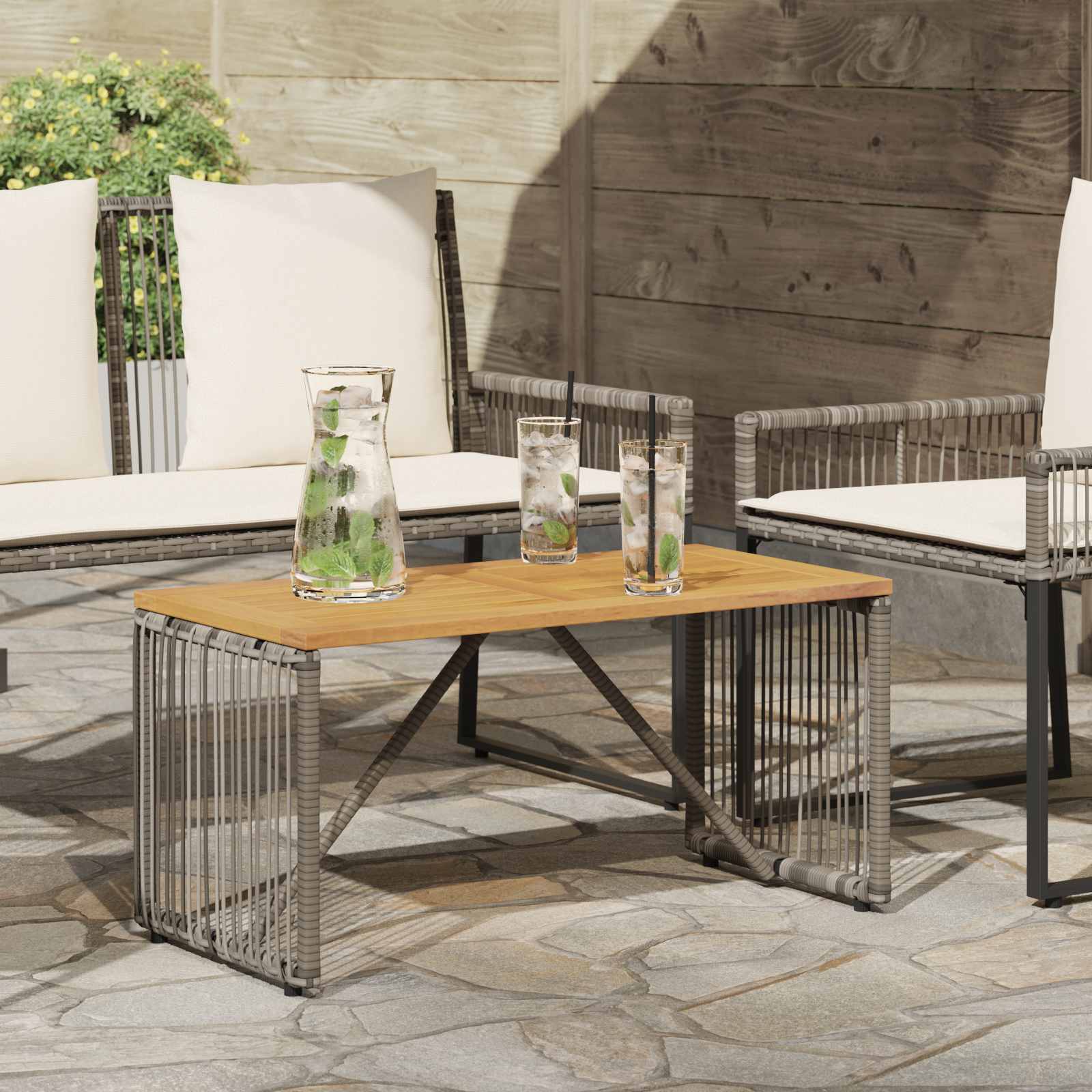 vidaXL Masă de exterior Gri și Brown 80 x 40 x 40 cm poliratan