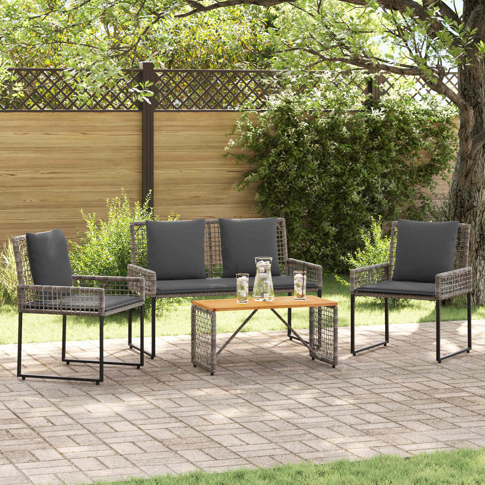 vidaXL Set de Mobilier pentru Exterior cu pernă oțel