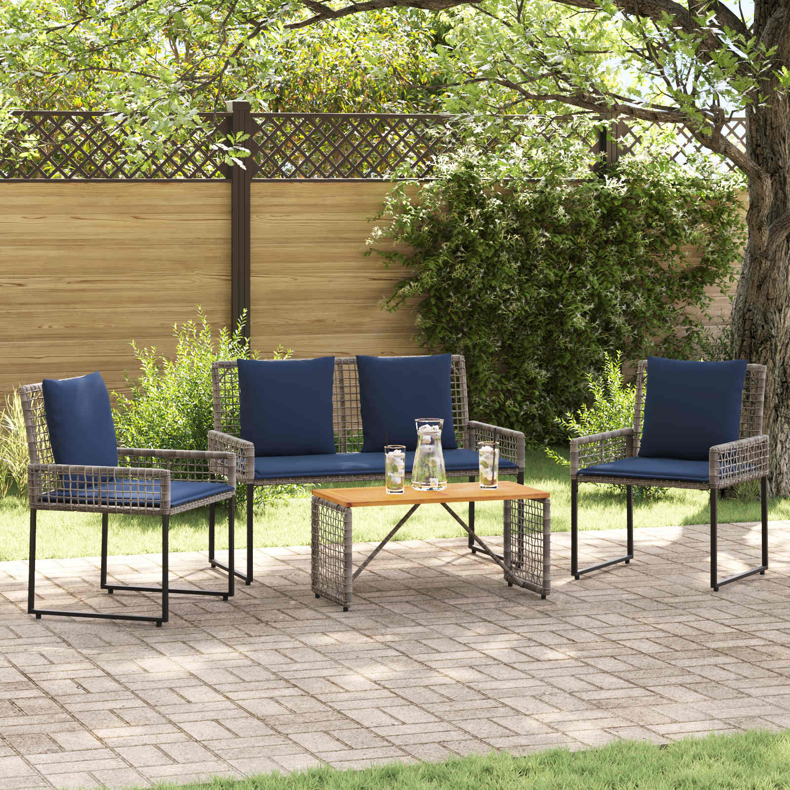 vidaXL Set de Mobilier pentru Exterior cu pernă oțel