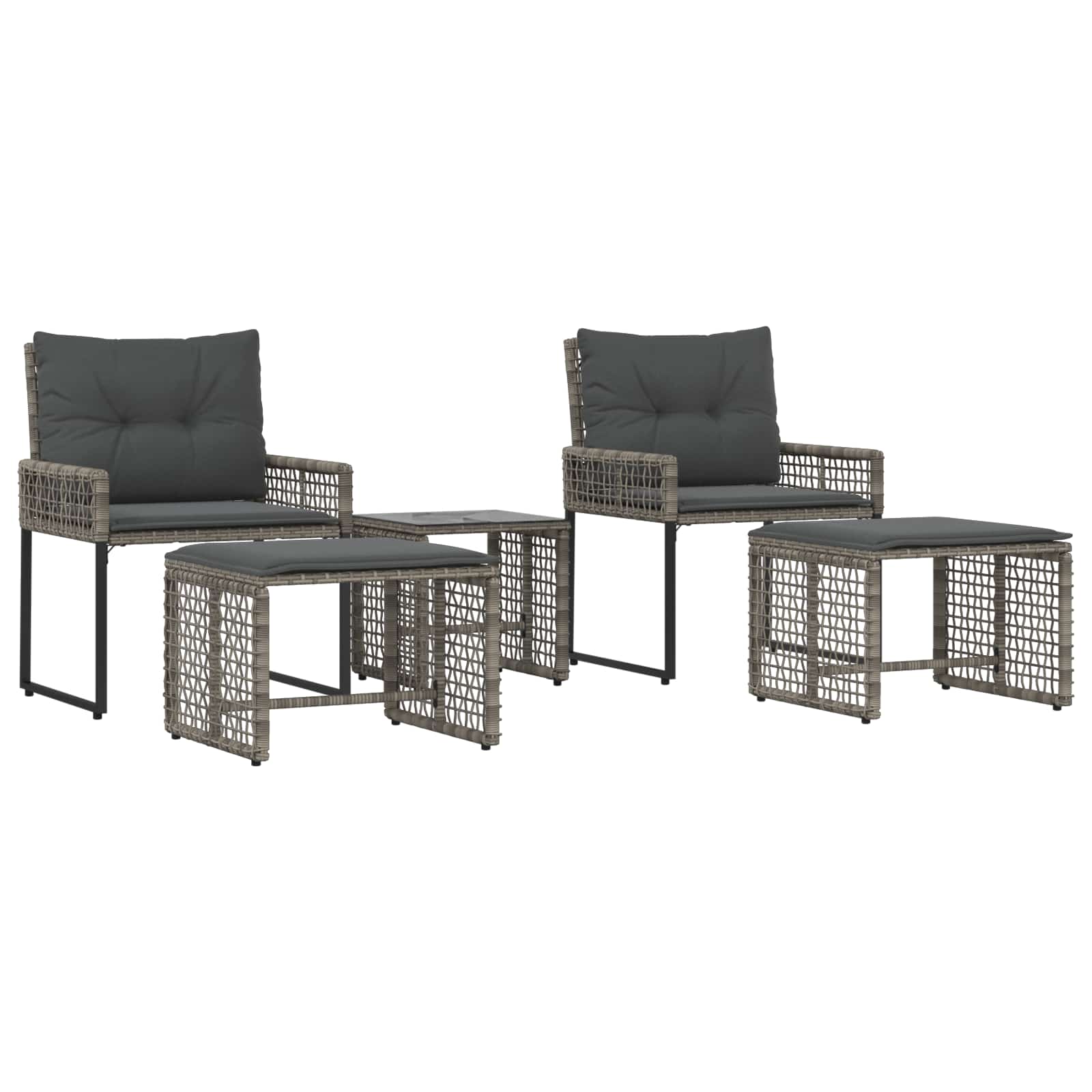 Thumbnail - vidaXL Gartenmöbel-Set mit Kissen 5 pcs Grau