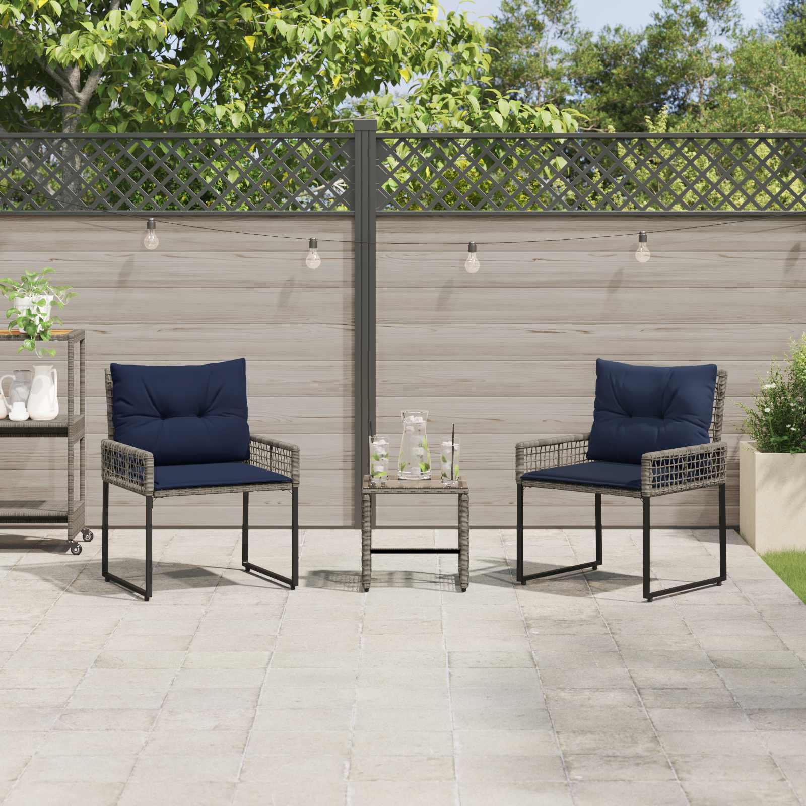 vidaXL Gartenmöbel Set mit Kissen Stahl