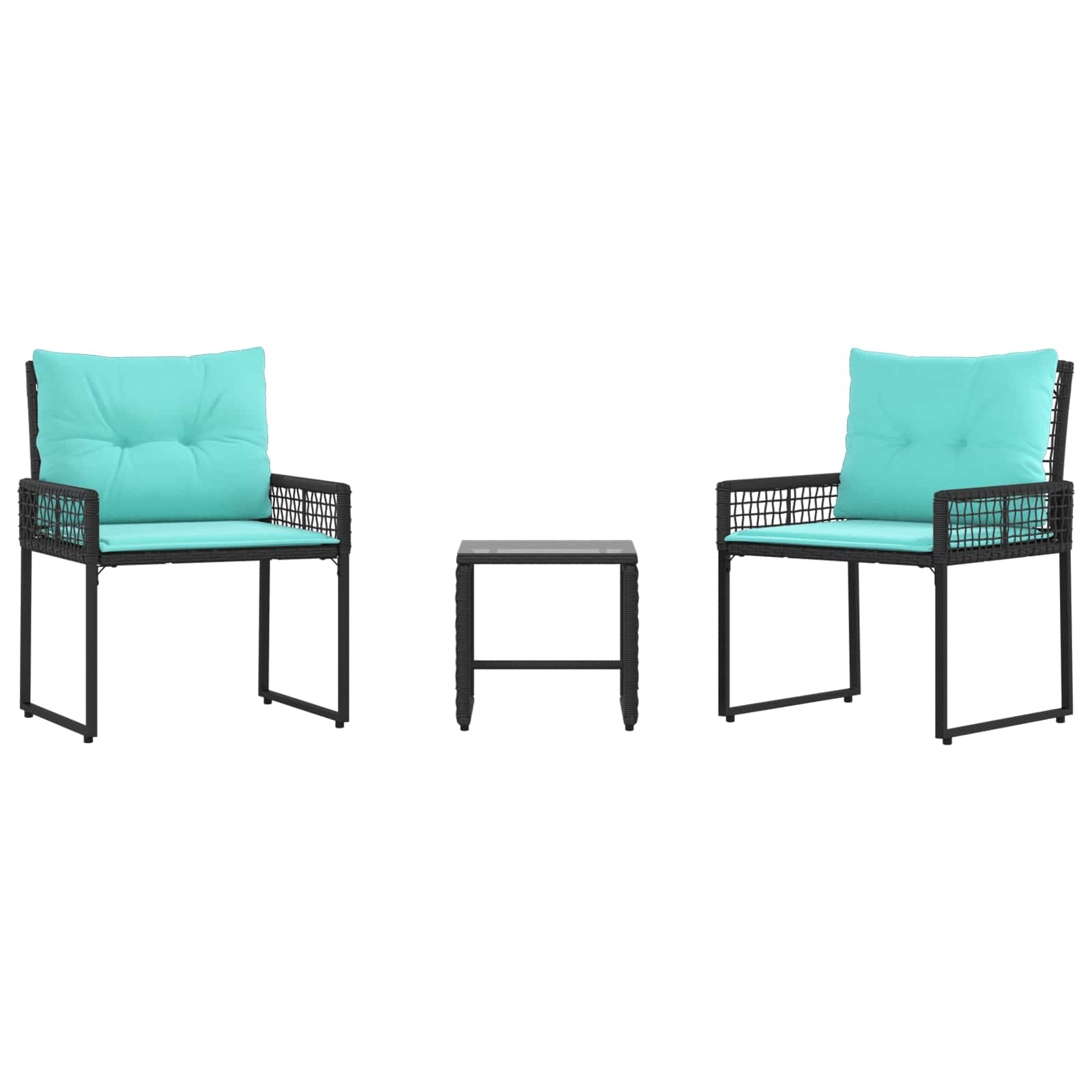 Zunanji pohištveni set z blazino 3 pcs Črna in turkizna - slika 2