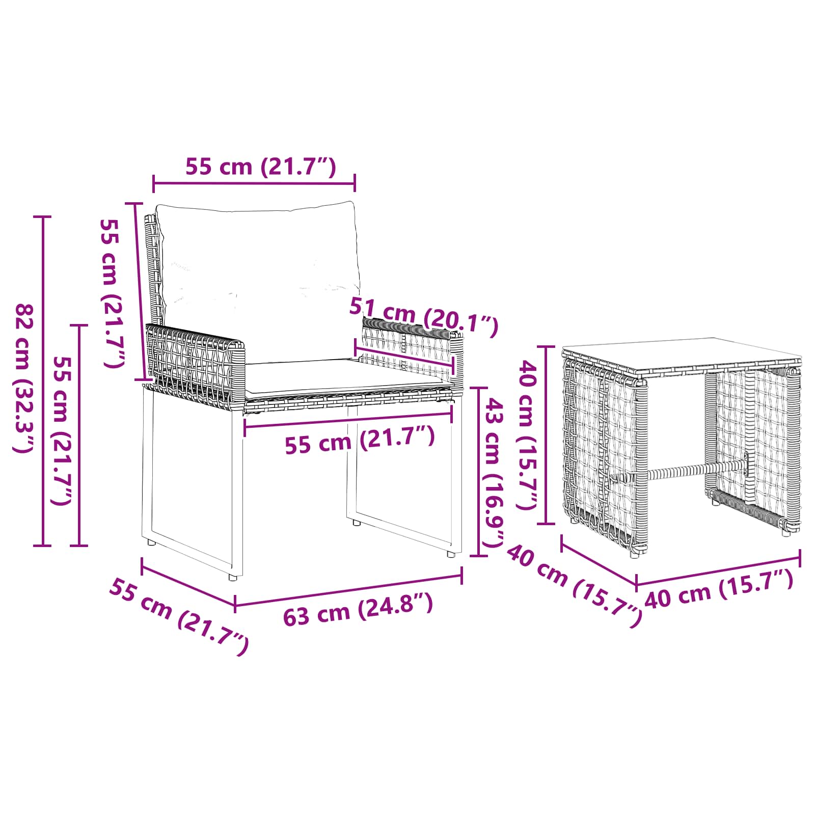 Zunanji pohištveni set z blazino 3 pcs Črna in turkizna - slika 11