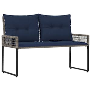 vidaXL V&auml;libank padjaga Hall ja Tumesinine 118 x 55 x 82 cm