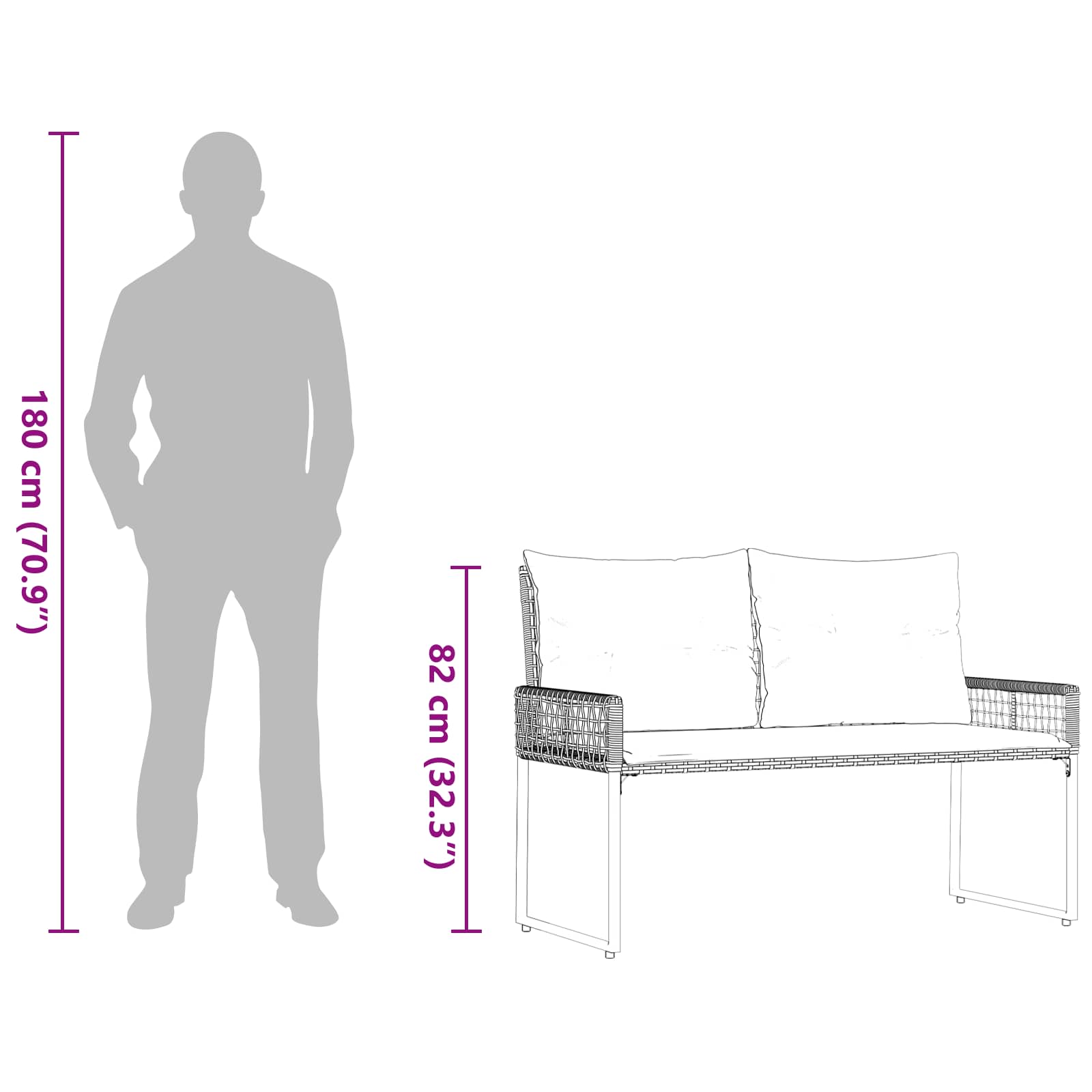Zunanja klop z blazino Siva in mornarska 118 x 55 x 82 cm - slika 13