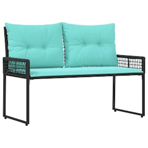 vidaXL V&auml;libank padjaga Must ja t&uuml;rkiissinine 118 x 55 x 82 cm