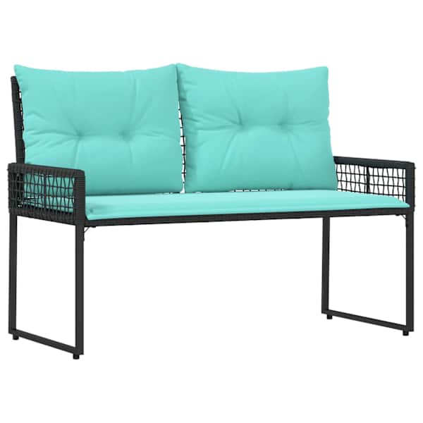 vidaXL V&auml;libank padjaga Must ja t&uuml;rkiissinine 118 x 55 x 82 cm