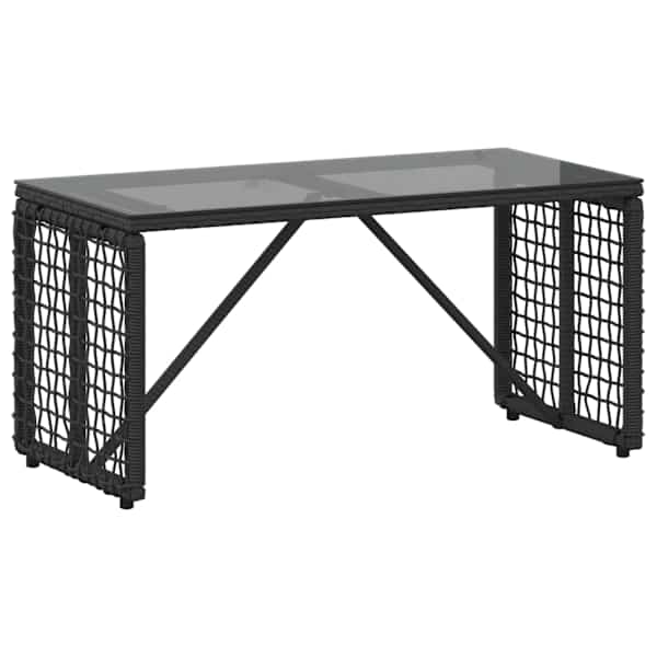 vidaXL V&auml;li Laua Must 80 x 40 x 40 cm PE Rattan ja Klaas
