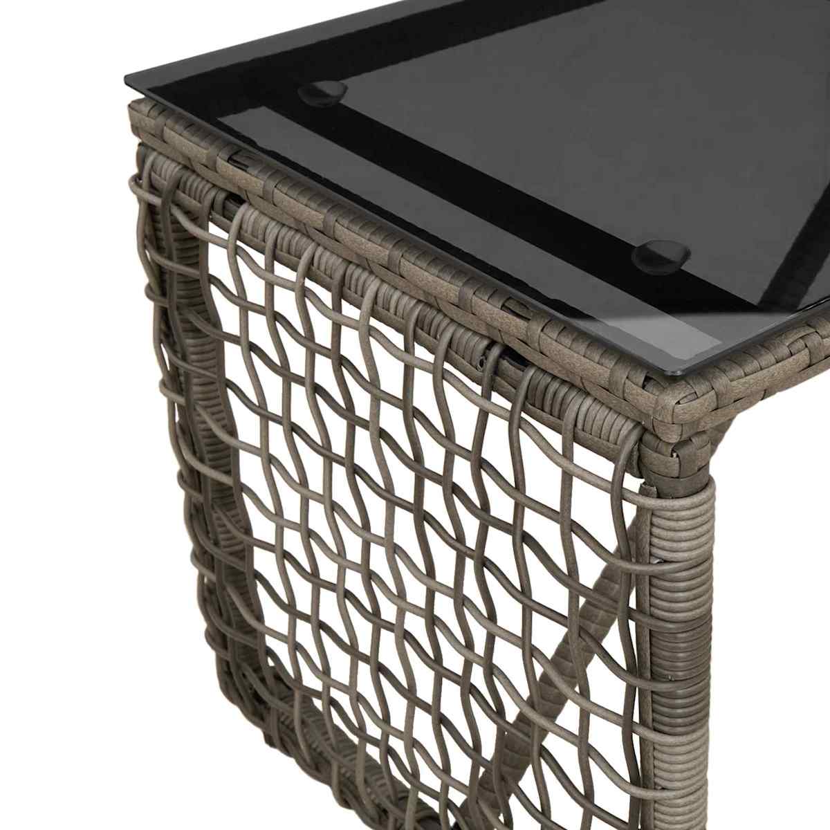 Udendørs Bord 80 x 40 x 40 cm PE Rattan og Glas - Billede 8