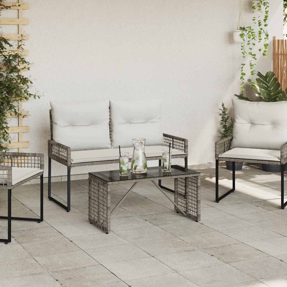 Udendørs Bord 80 x 40 x 40 cm PE Rattan og Glas - Billede 3