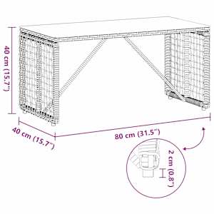 Venkovní stůl Šedá a černá 80 x 40 x 40 cm PE ratan a sklo - obrázek 9