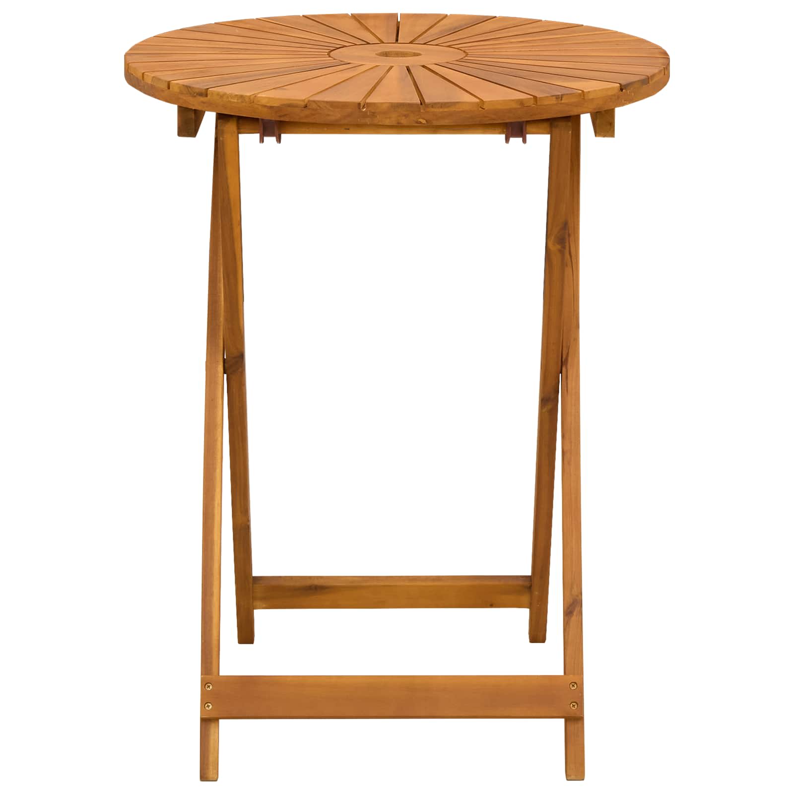 Vouw Tuin Tafel Naturel Ø60 x 75 cm Massief Acaciahout image 3