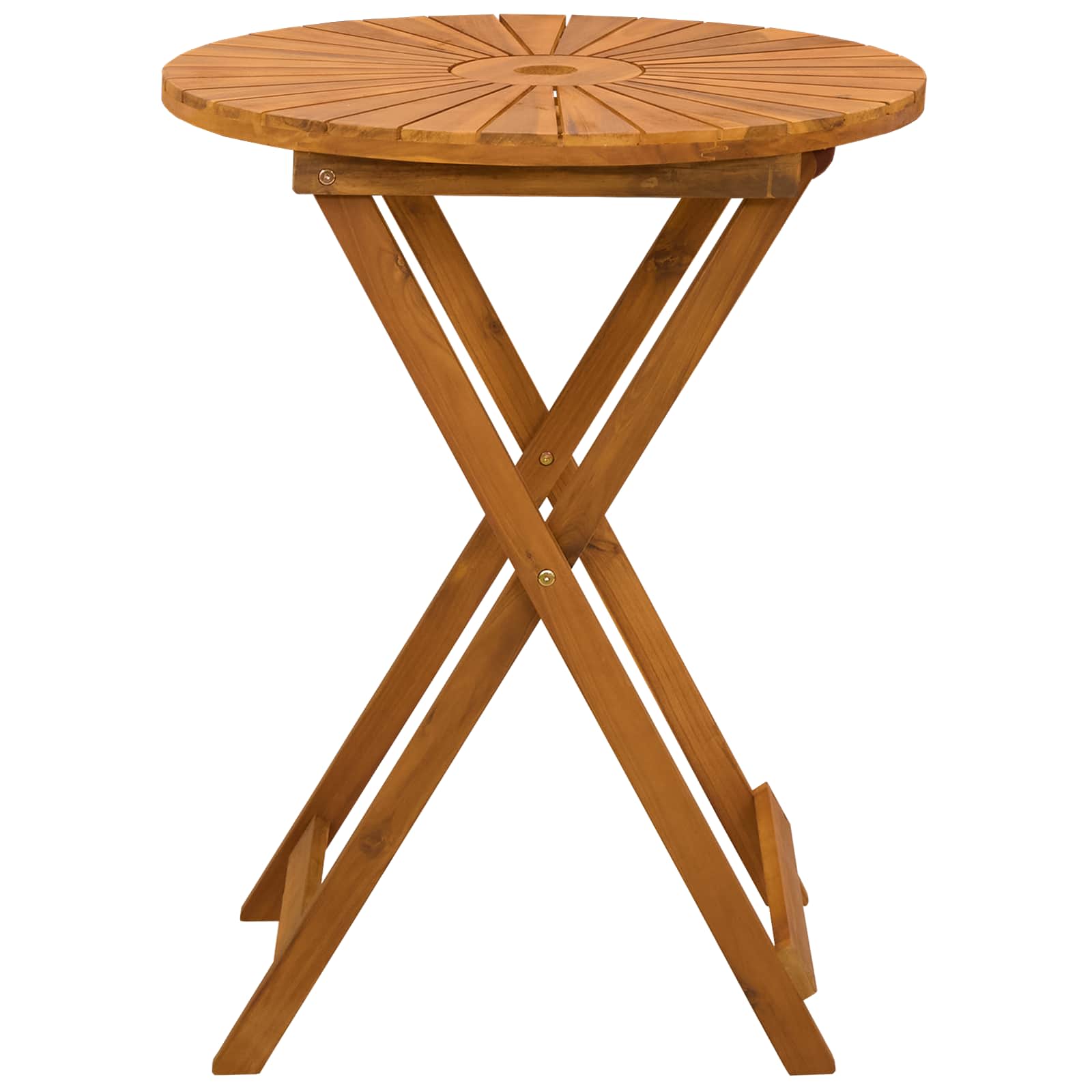 Vouw Tuin Tafel Naturel Ø60 x 75 cm Massief Acaciahout image 4