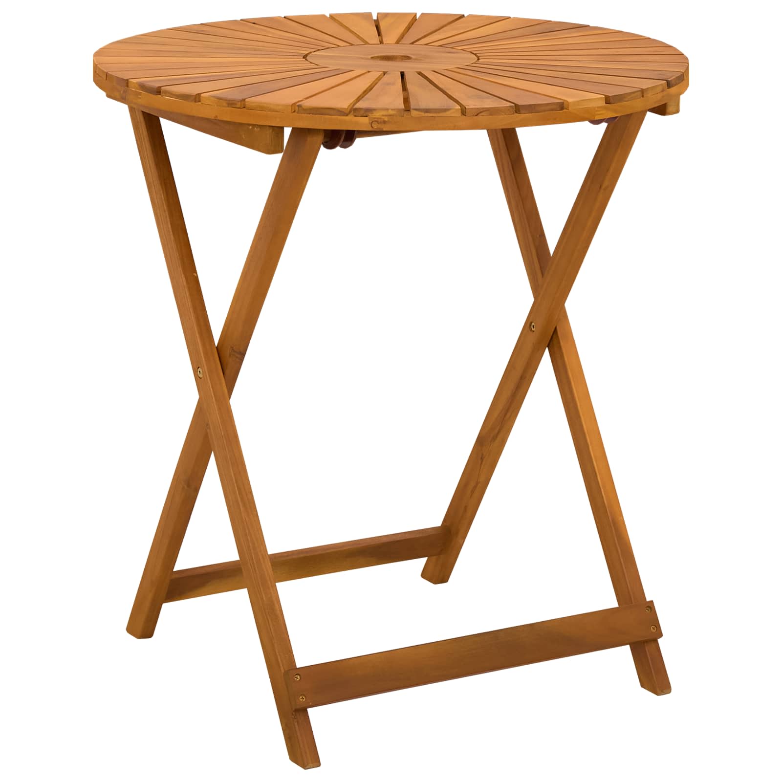 Vouw Tuin Tafel Naturel Ø70 x 75 cm Massief Acaciahout image 2