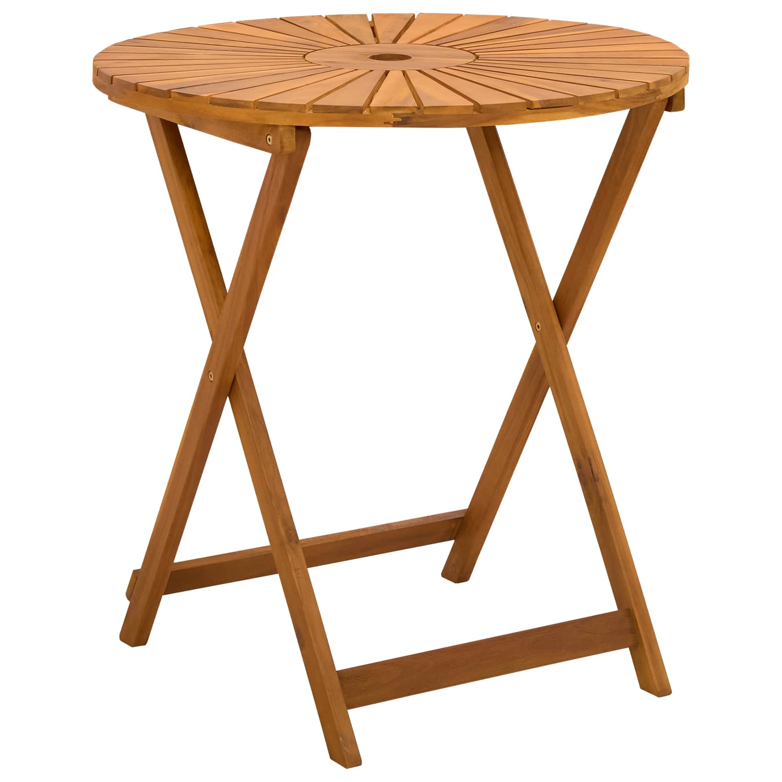 Vouw Tuin Tafel Naturel Ø70 x 75 cm Massief Acaciahout image 5