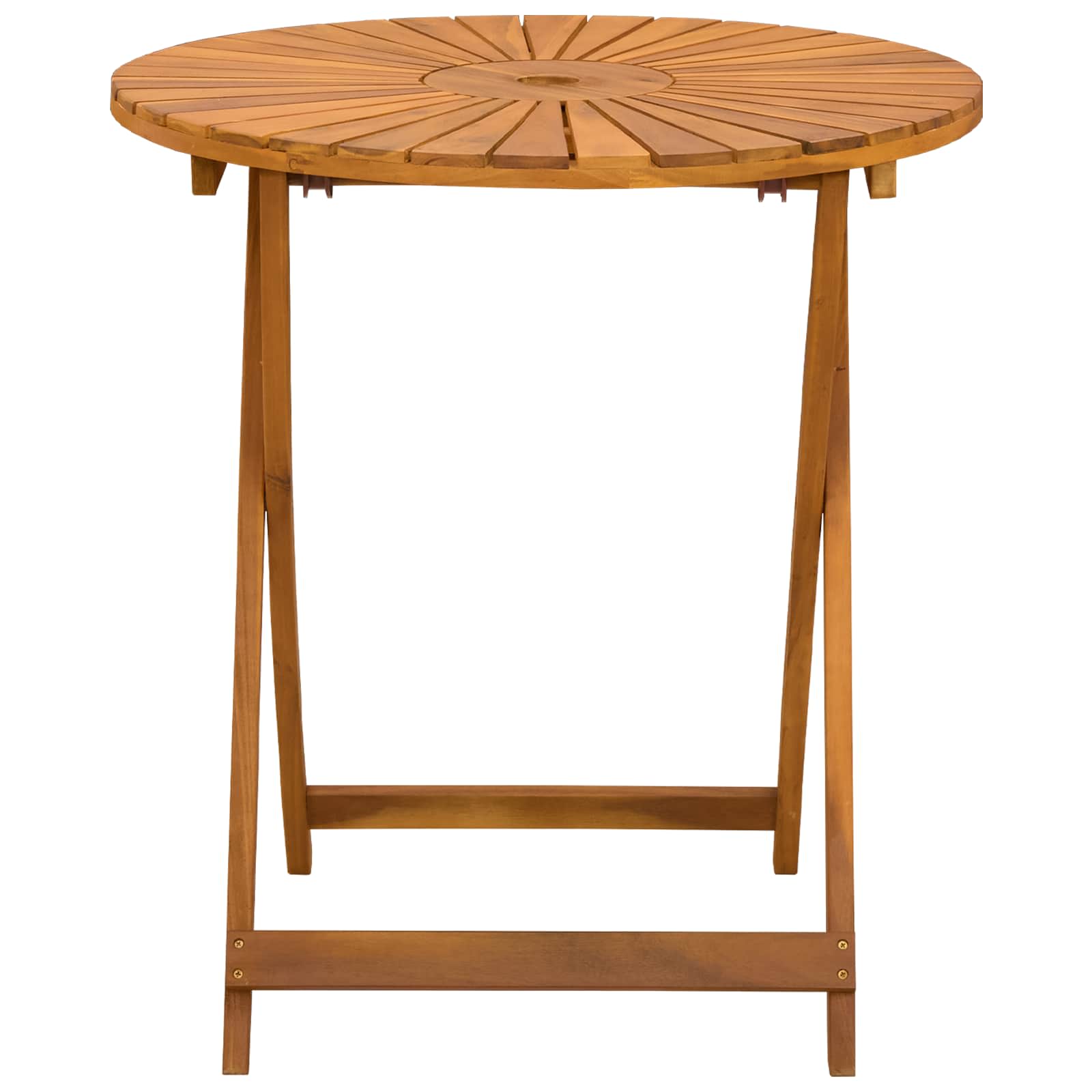 Vouw Tuin Tafel Naturel Ø70 x 75 cm Massief Acaciahout image 3