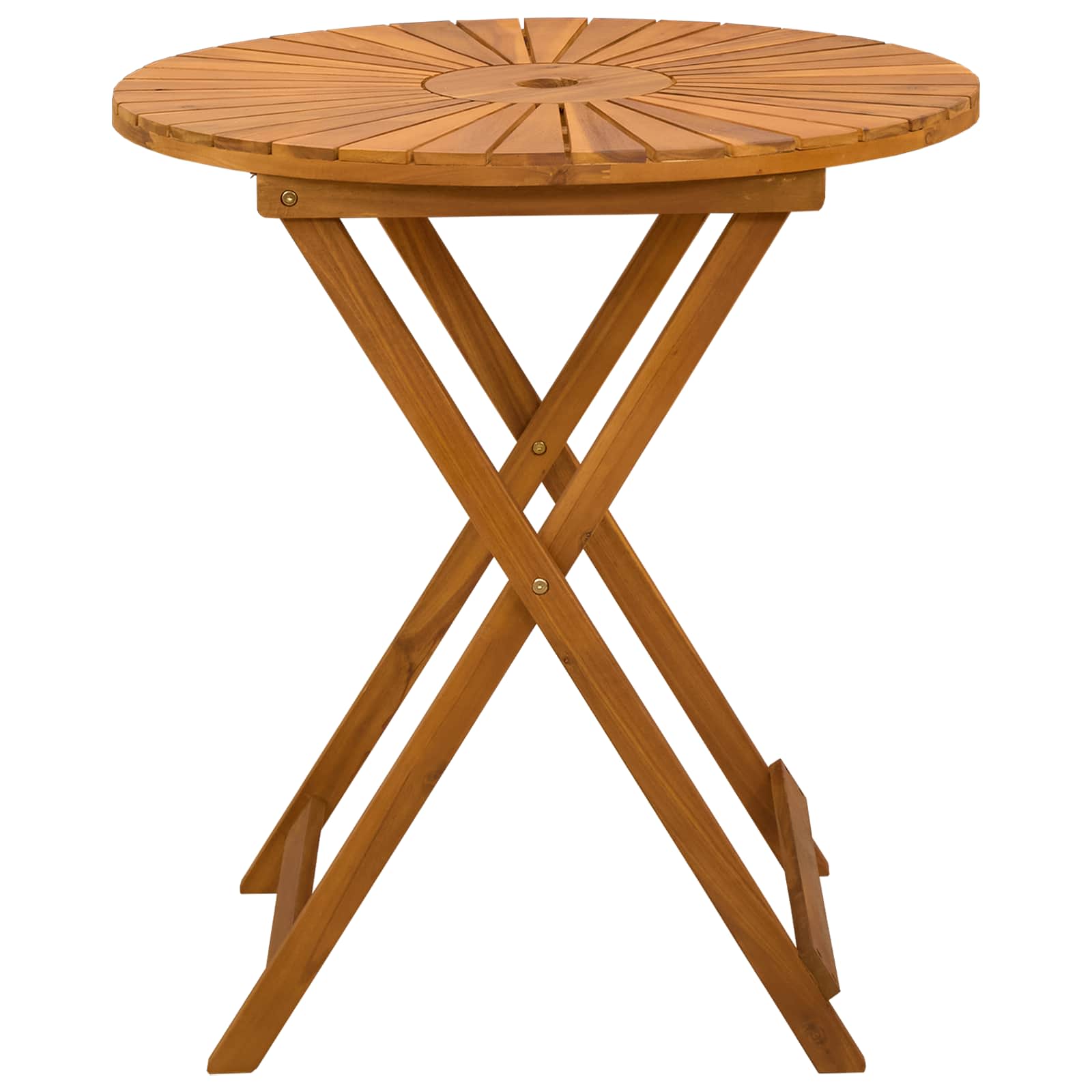 Vouw Tuin Tafel Naturel Ø70 x 75 cm Massief Acaciahout image 4