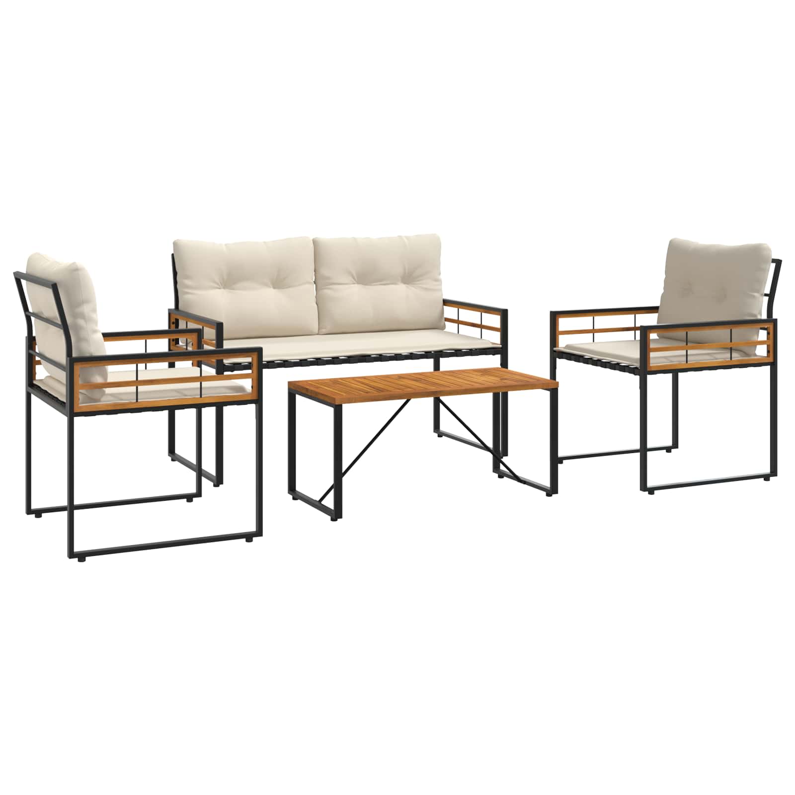 Thumbnail - vidaXL Gartenmöbel Set mit Kissen 4 pcs Creme