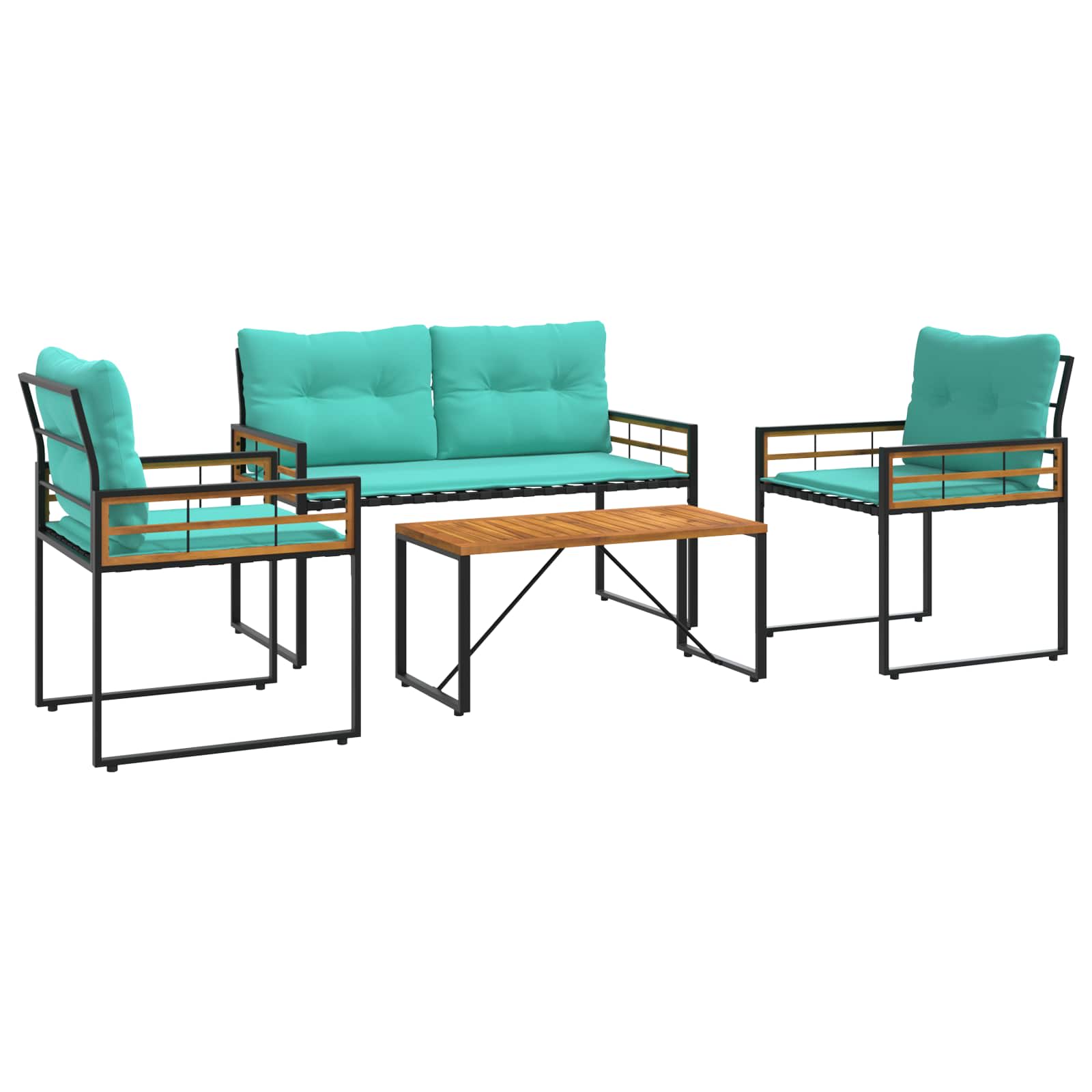 Set de Mobilier pentru Exterior cu pernă 4 pcs Turcoaz [1]