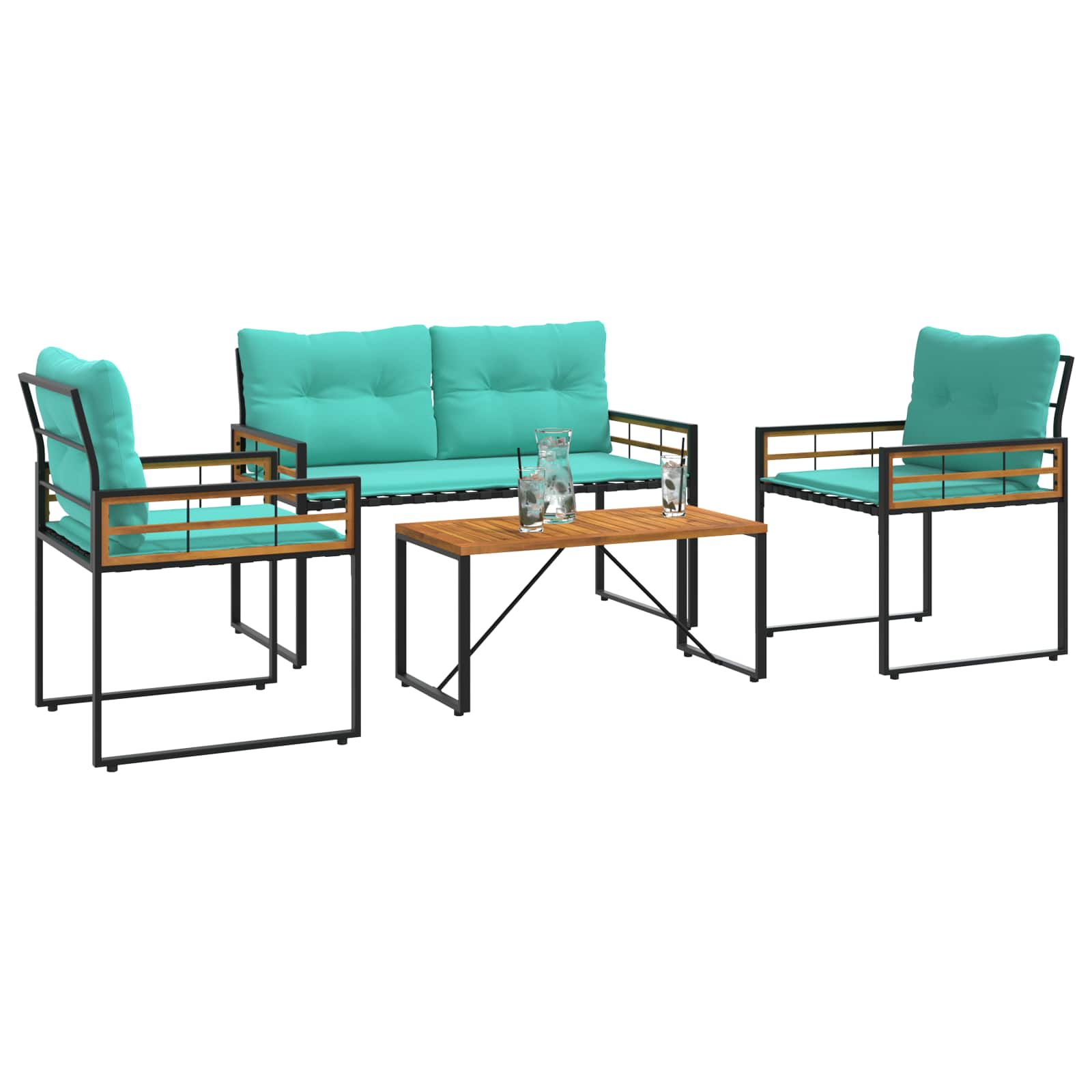 Set de Mobilier pentru Exterior cu pernă 4 pcs Turcoaz [2]