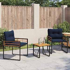 Zunanji pohištveni set z blazino 3 pcs Mornarsko modra