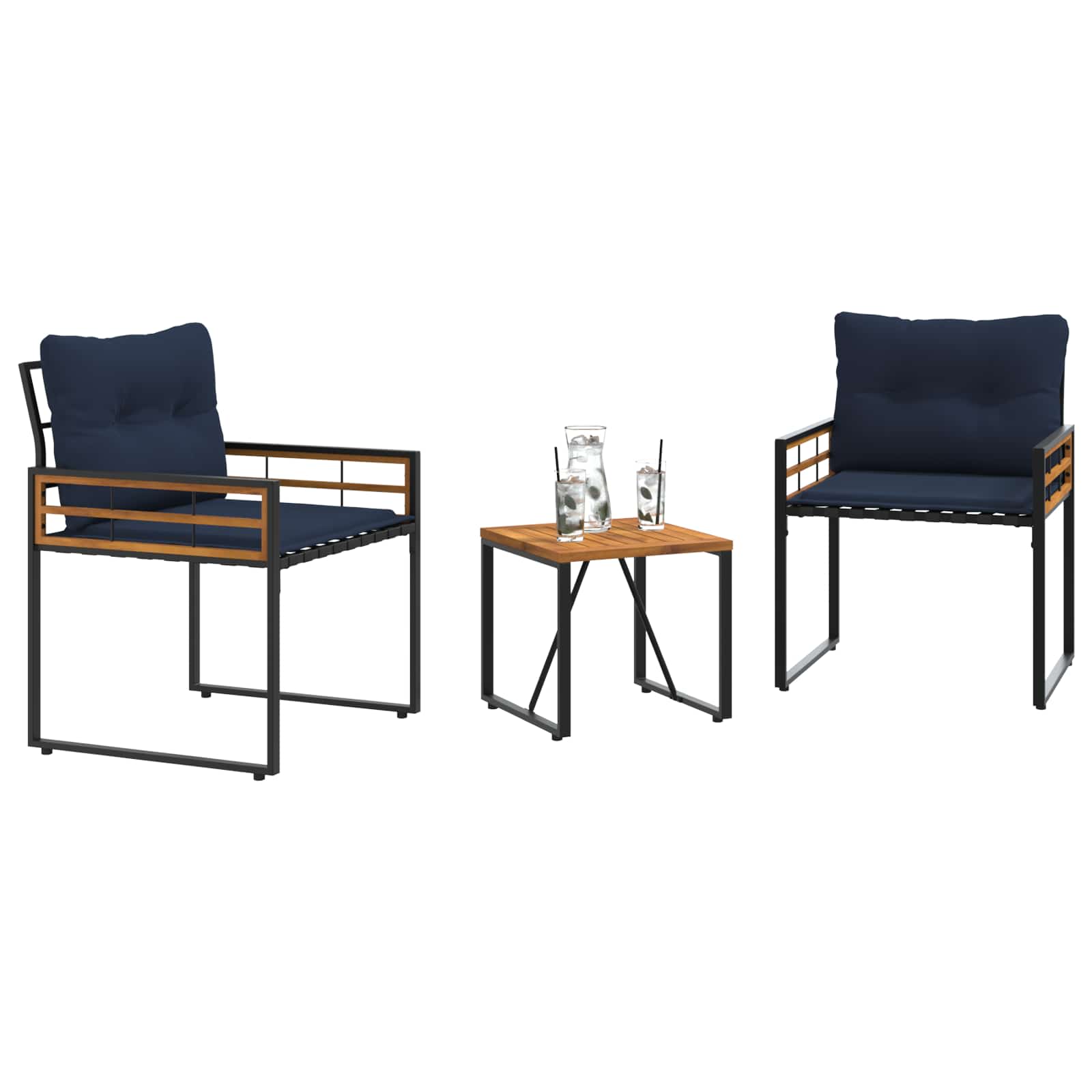 Set de Mobilier pentru Exterior cu pernă 3 pcs Bleumarin [2]