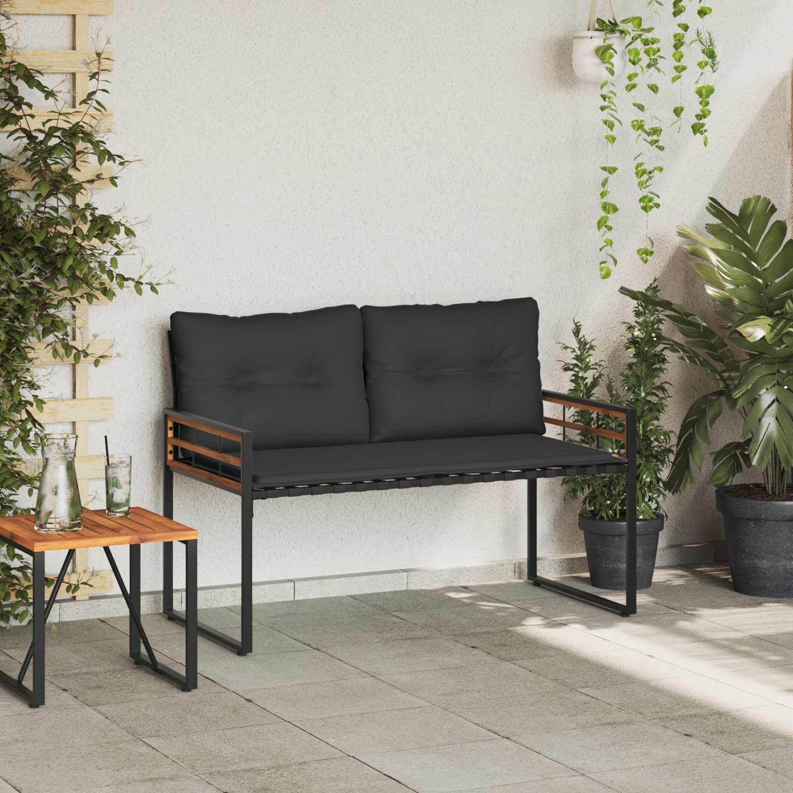 vidaXL Houten Laag Bank met kussen Effen Middelgrijs 114 x 55 x 77 cm