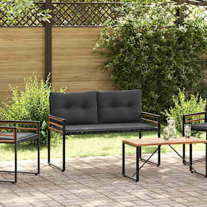 Lesena ležajna klop z blazino Zatemnjeno siva 114 x 55 x 77 cm