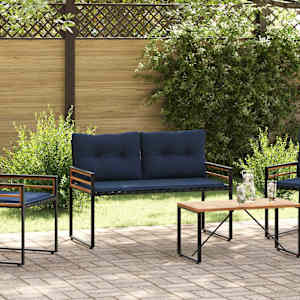 Lesena ležajna klop z blazino Mornarsko modra 114 x 55 x 77 cm