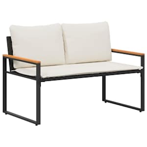 lavice s polštářem Černá a krémově bílá 115 x 65 x 72 cm Ratan - obrázek 2