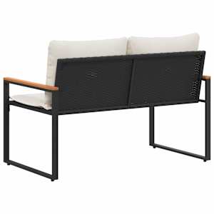 lavice s polštářem Černá a krémově bílá 115 x 65 x 72 cm Ratan - obrázek 7