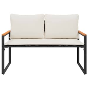 lavice s polštářem Černá a krémově bílá 115 x 65 x 72 cm Ratan - obrázek 5