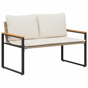 lavice s polštářem Beige a krémová bílá 115 x 65 x 72 cm Ratan - obrázek 2