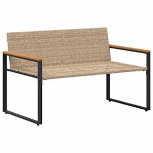 lavice s polštářem Beige a krémová bílá 115 x 65 x 72 cm Ratan - obrázek 4