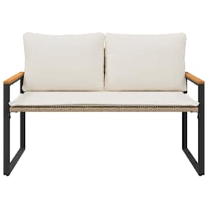 lavice s polštářem Beige a krémová bílá 115 x 65 x 72 cm Ratan - obrázek 5