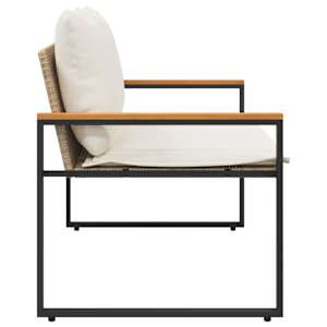 lavice s polštářem Beige a krémová bílá 115 x 65 x 72 cm Ratan - obrázek 6