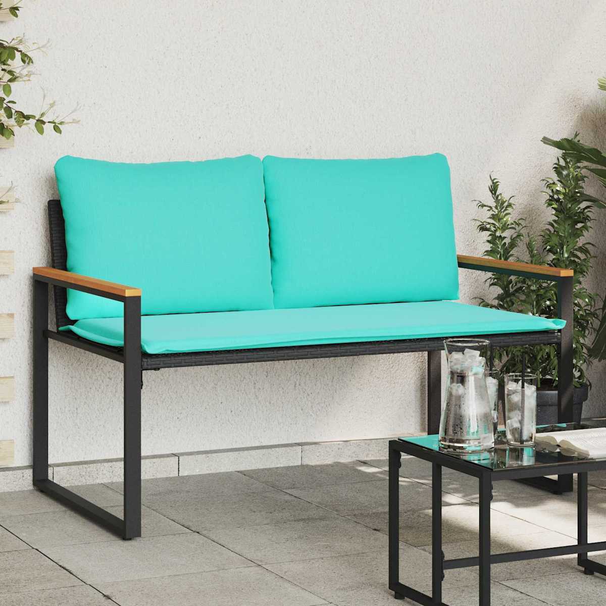 Bænk med pude 115 x 65 x 72 cm Rattan