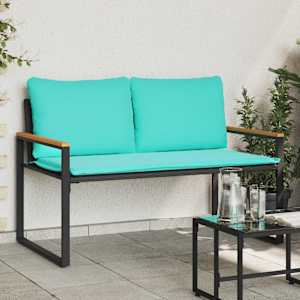 klop z blazino Črna in turkizna 115 x 65 x 72 cm Ratan