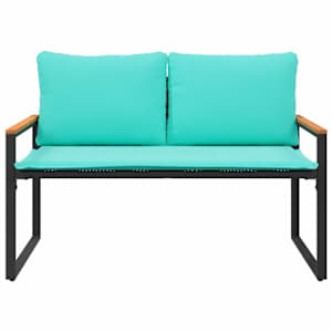 lavice s polštářem Černá a tyrkysová 115 x 65 x 72 cm Ratan - obrázek 5