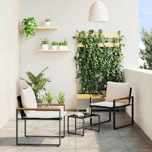 Kompleti pohištva z blazino 3 pcs Črna in krem bela Ratan