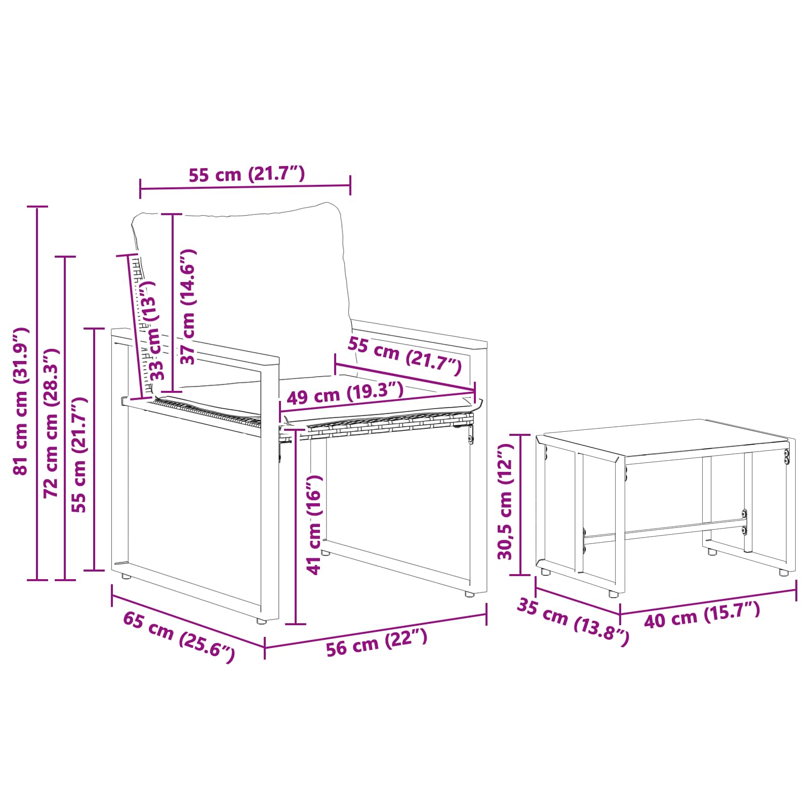 Seturi de mobilier cu pernă 3 pcs Gri și albastru marin Ratan [10]
