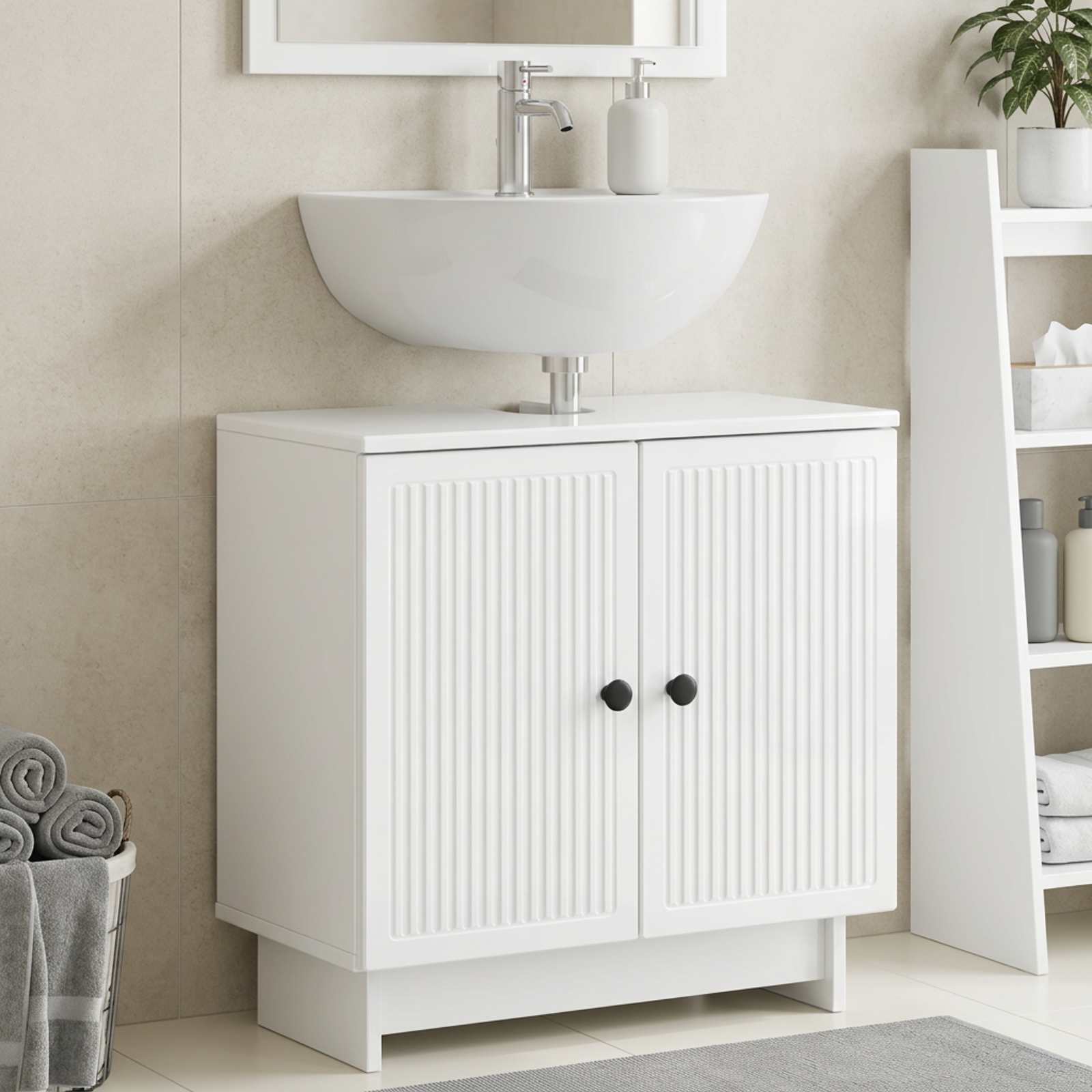 vidaXL Badeværelsesskabsunder EDE Hvid højglans 59,5 x 31,5 x 59 cm