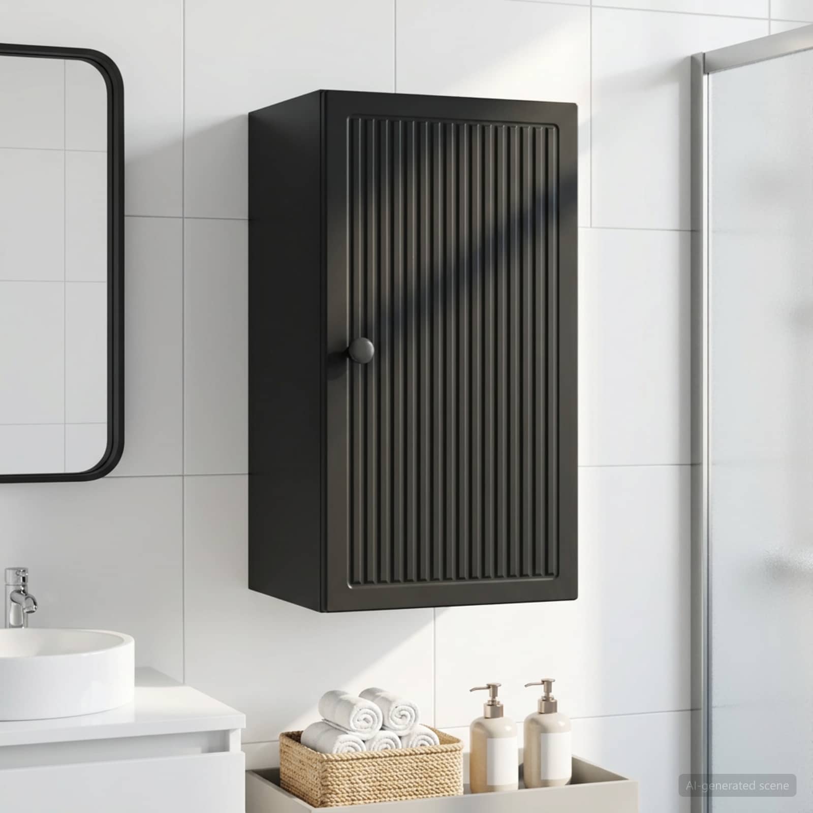vidaXL Badrumsväggskåp EDE Svart 30 x 31 x 59 cm Konstruerat trä