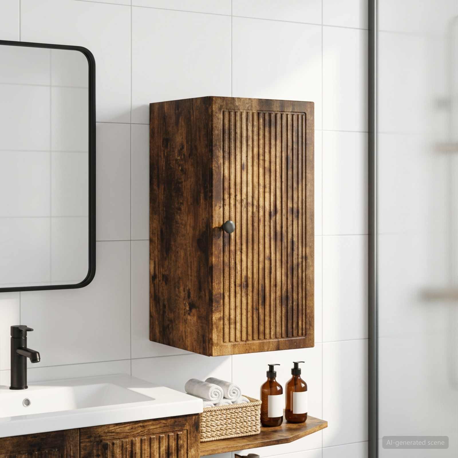 vidaXL Badrumsväggskåp EDE Rökt ek 30 x 31 x 59 cm Konstruerat trä