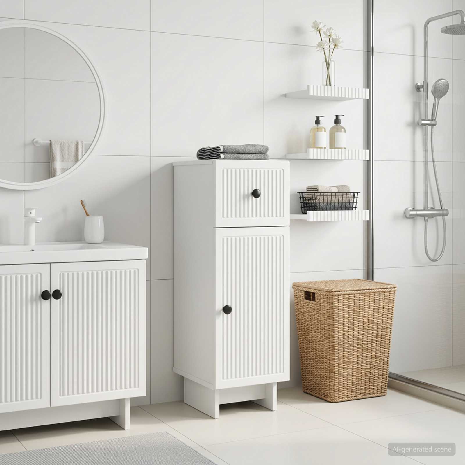 vidaXL Badrumsskrubb EDE Vit 30 x 31 x 80 cm Konstruerat trä